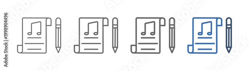 
outline icon set music composition with music composition design