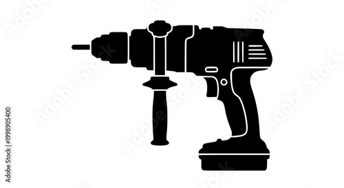 Cordless hammer drill silhouette icon isolated on white background