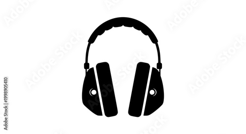Ear Protection Earmuffs Silhouette Isolated on White Background