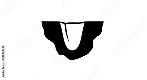 Minimalist black and white illustration of a deep hole in the ground