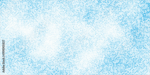 Winter frost concept background with blue halftone snow texture and white space.