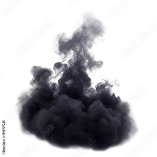 Abstract smoke cloud with swirling shapes on transparent background