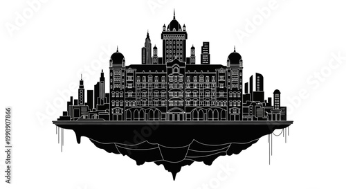 Floating Palace Silhouette on Island ? Fantasy Architecture Concept