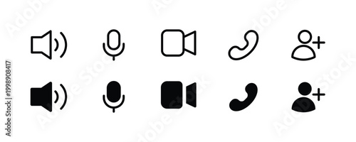 Team Video Icon Set Online Meeting Conference Call Collaboration Communication Icons Collection for UI UX Web Mobile Apps