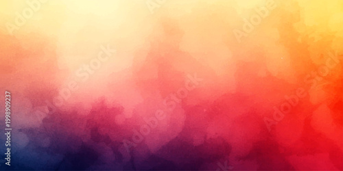 Vibrant abstract watercolor background featuring a fiery orange and red grunge texture with smoky cloud patterns and bokeh light effects on vintage textured paper art illustration