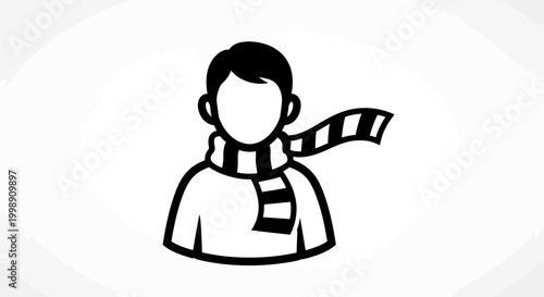 Man wearing scarf and shirt.