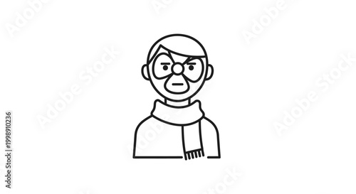 Cartoon man with facial expression.