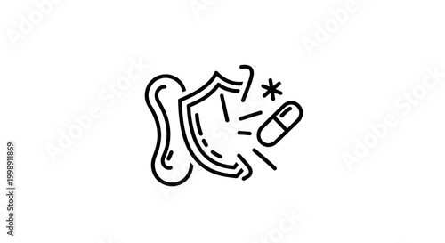 Ear Protection from Antibiotic Pill, Shield Symbolizing Defense Against Infection