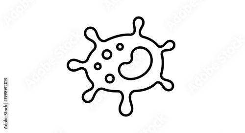 Hand-drawn illustration of a stylized white blood cell, abstract medical icon