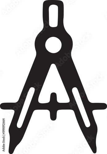 Drafting Compass Icon: Minimalist Geometry Tool Vector. Architectural Compass Graphic: Precision Drawing Instrument Icon. 
