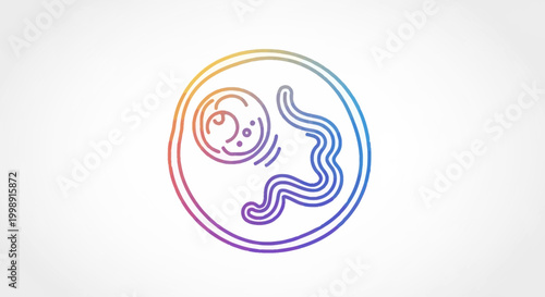 Abstract illustration of sperm fertilizing an egg cell, science, biology, conception, reproduction concept