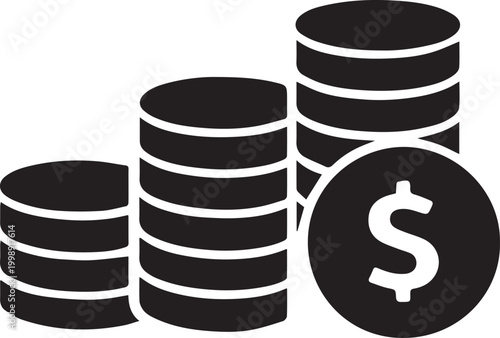 Financial Growth Concept: A graphic representation of stacked coins symbolizes financial growth, investments, and prosperity. It represents the increasing financial gains over time.