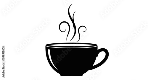 Steaming hot coffee cup icon.