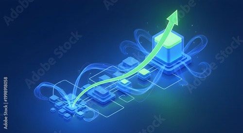 Modern digital infrastructure driving exponential growth and data optimization, representing technological advancement and future-ready business solutions