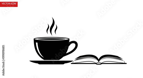 Black coffee cup with book.