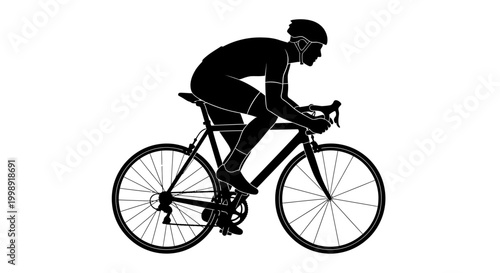 Professional Cyclist Riding Bicycle Fast.