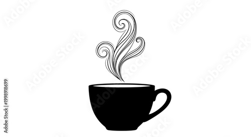 Steaming hot coffee cup icon.