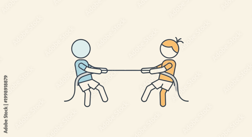 Fototapeta premium Two people playing tug of war.