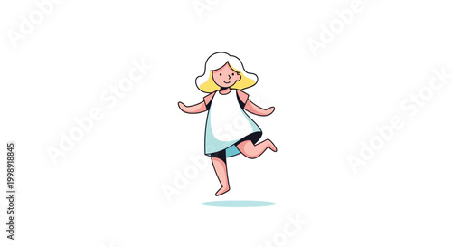 Happy little girl dancing alone freely.