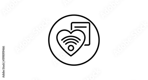 Heart with Wi-Fi Symbol and Document Icon, Healthcare Technology Concept
