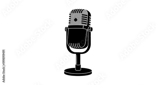 Vintage Microphone Illustration Closeup.