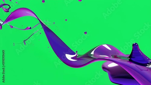 Abstract Purple Liquid Ribbons in Motion Splash