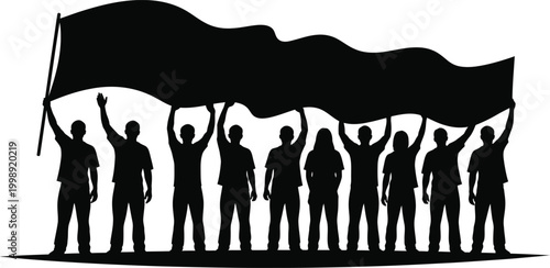 Black flag silhouette protest unity and collective action