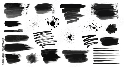 Black Brush Strokes and Smudges Collection.