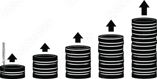 Growth chart silhouette increasing progress and financial success