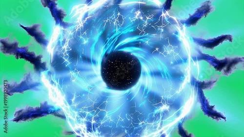 Exploding Dark Energy Cloud with Glowing Blue Core