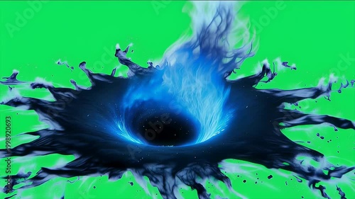 Exploding Dark Energy Cloud with Glowing Blue Core