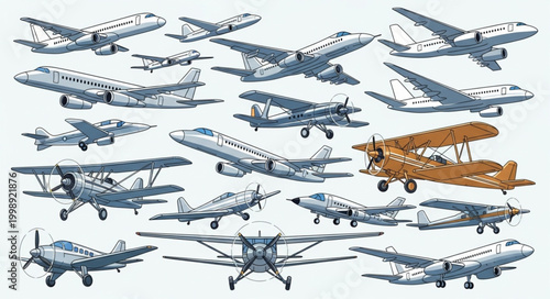 Collection of various vintage and modern aircraft designs.