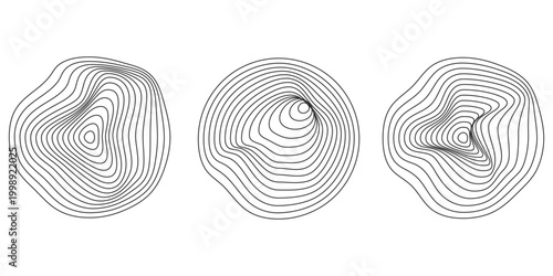 Abstract Circular Topographic Lines Set