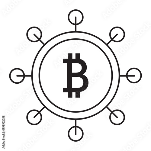 Crypto currency, bitcoin icon line, element icon for design branding, print, web, mobile app, and digital media