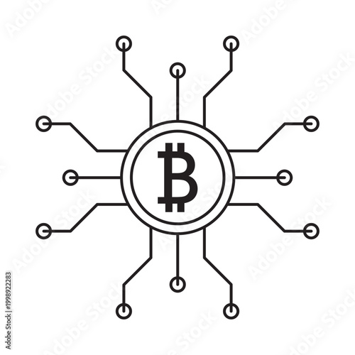 Crypto currency, bitcoin icon line, element icon for design branding, print, web, mobile app, and digital media
