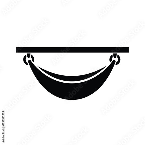 Black silhouette of a hammock hanging from a horizontal bar