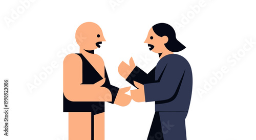 Illustration of two men in a confrontation or discussion