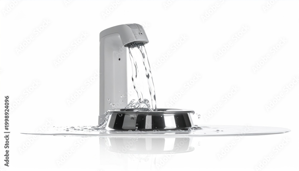 Obraz premium Overflowing Water Bowl - A Study in Waste and Abundance.