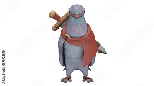 Cuadro en lienzo 3d rendering pigeon quest the warrior
