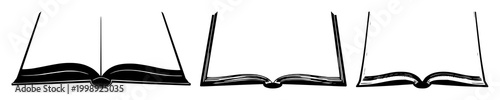 Open book set with black silhouette against white background featuring book, literature, reading with silhouette and vector design
