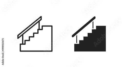 Staircase icons, staircase symbols, stairway graphics, vector stairs