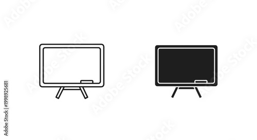Television, TV, screen, icon, set, black, white, line, illustration, vector graphics