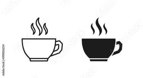 Coffee Cup Icons, Hot Beverage Symbols, Tea Cup Illustrations, Vector Graphics