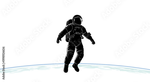 Astronaut in Space Suit Floating.