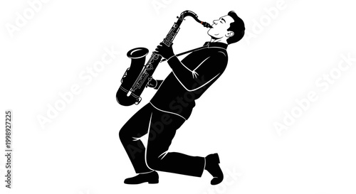 Man playing a saxophone instrument.