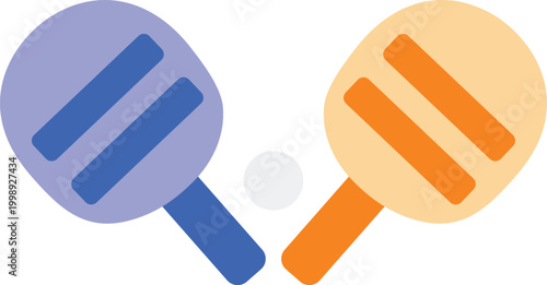 Table tennis paddles with ball illustration