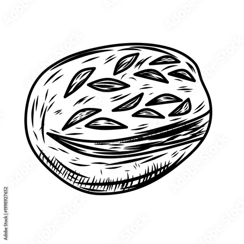 Round Sourdough Artisan Bread Loaf Sketch