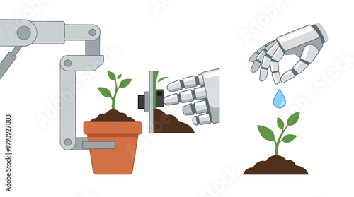 Robotic automation in modern agricultural processes and smart gardening.