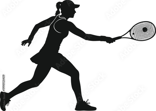 Dynamic tennis silhouette a female athlete in mid swing representing power and agility