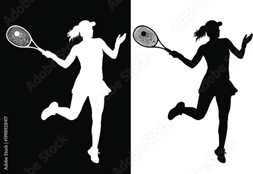 Tennis silhouette duo a dynamic contrast of athletic women in action